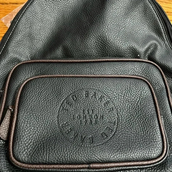 NEW Ted Baker Black Embossed Logo Vegan Leather Travel Backpack - Picture 3 of 5